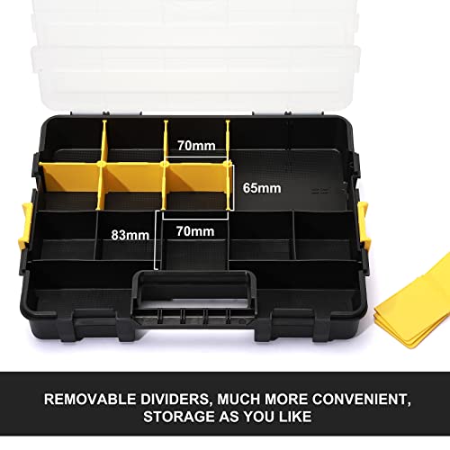 Image of Mayouko Stackable Plastic Toolbox Organizer, Interlocking Small Parts Organizer, Compartment Toolbox for Screw,Nail,Hardware, 2PCS