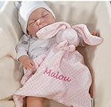 schnuffeltuch mädchen mit namen aus Flauschstoff ( 100 % Polyester )