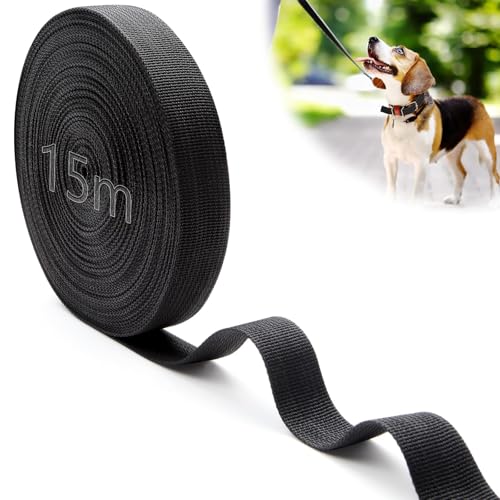 Mbsomnus 15M Cinchas Tapiceria 15 mm Cinta Nylon Negro Cinta Algodon Cortable Correa Persiana Estanco Cinchas de Amarre para DIY Mochila Correas de Equipaje Bolsos Correas de Perro