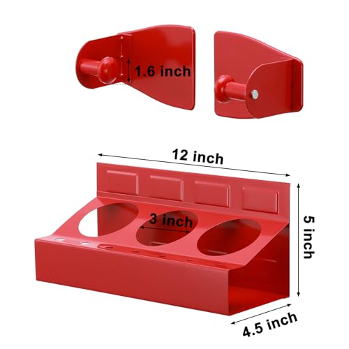 Image of Mayouko Magnetic Toolbox Shelf & Tray Set, 4-Piece Tool Box Cabinet Side Shelf Storage, Workshop, Spray Can & Tissue Holder, Red