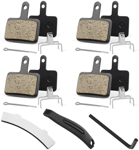 4 Pairs Bike Brake Pads, Resin Semi-Metallic MTB Disc Brake Pads, with Installation Tools, Suitable for E-Bike, Fit for Tektro Shimano TRP M520 M510 MT200 Deore Br-M575 T615 T675