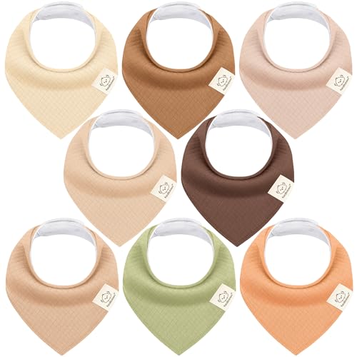 Image of KeaBabies 8-Pack Bandana Bibs for Baby Girls, Boys - Organic Cotton Baby Bibs for Drooling & Teething Newborn, Toddler, Infant 0-36 months, Extra Soft, Absorbent Cloth with Snaps (Driftwood/Quin)