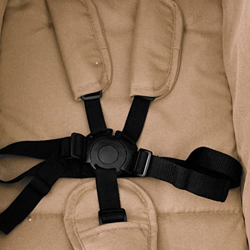 Geschwisterwagen, MOONAIRY Zwillingskinderwagen, Geschwisterbuggy, Double Stroller, Doppelkinderwagen, Taupe und Schwarz Stahl