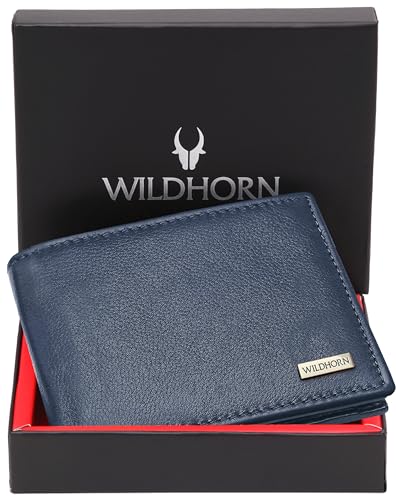 Image of WildHorn Rfid Protected Leather Wallet For Men, Navy
