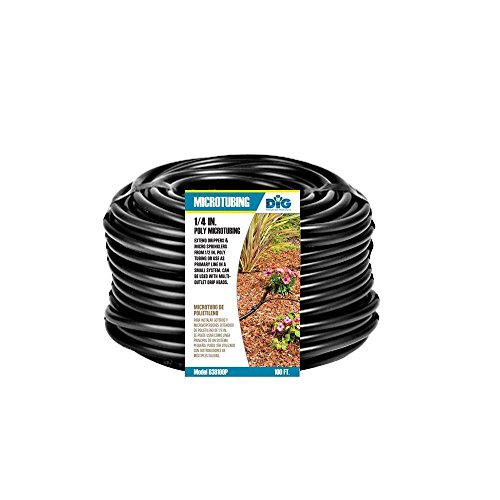 DIG B38100P 100 ¼ Polyethylene Tubing (.170 ID x .250 OD) | Blank Tubing for Drip Irrigation | Durable, UV-Resistant Feeder Line | Ideal for Gardens, Landscaping, Commercial Irrigation (Black)