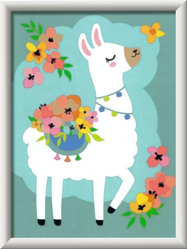 Ravensburger CreArt 20296 No Probllama Painting by Numbers Llama for Children from 7 Years, Painting Set with Frame, Brush and Acrylic Paints, Gift for Girls and Boys