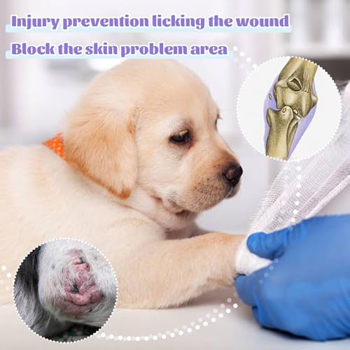 Image of ROZKITCH Dog Elbow Protector Only for Front Right Left Leg, Light Striped Leg Protection Anti Licking Scratching Wound, Recovery Suit for Sprain ACL CCL Arthritis Joint Care Stripe 3XL