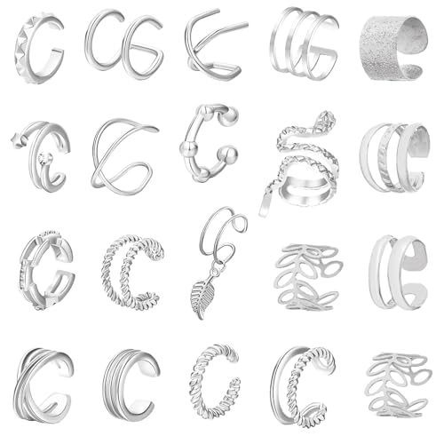 Nadiaen Ear Cuff No Piercing 20 Pcs Clip On Earrings Women, Ear Cuffs No Piercing Ear Cuffs Clip on Wrap Earrings for Daily Casual Wear for People Without Piercings for Women Girls Nadiaen Ear Cuff No Piercing 20 Pcs Clip On Earrings Women, Ear Cuffs No Piercing Ear Cuffs Clip on Wrap Earrings for Daily Casual Wear for People Without Piercings for Women Girls