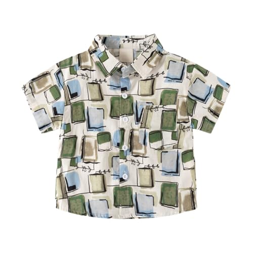 Kids Boys Polo Shirt Breathable Short Sleeve Classic Polos Toddler Tropical Floral Graphic Shirt (Beige-1, 6-7 Years)