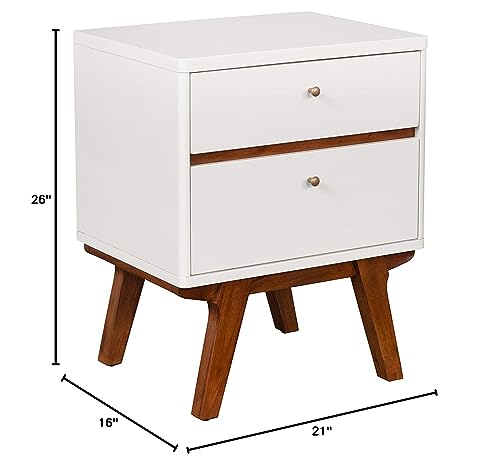 Image of Alpine Furniture Dakota Nightstand, 21 inch W x 16 inch D x 26 inch H, White with Acorn Accents