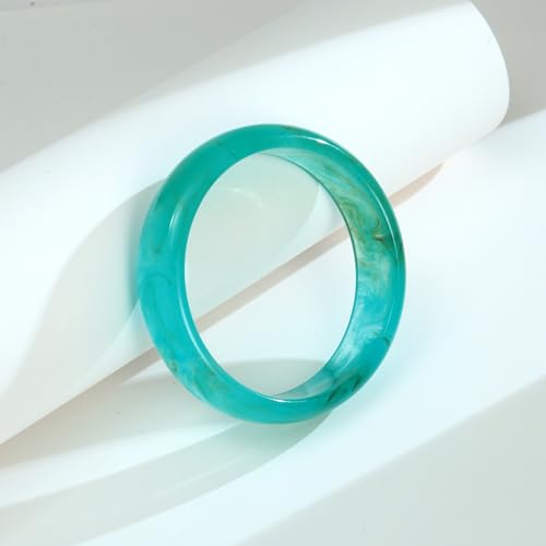 WOWORAMA Colorful Resin Acrylic Bangle Bracelets for Women Geometric Chunky Mottled Acetate Resin Bangles Wide Acrylic Plastic Bracelets Statement Jewelry
