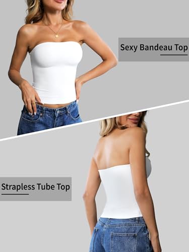 Image of Ibeauti Womens Tube Top Strapless Crop Tops Double Lined Sexy Y2K Going Out Off Shoulder Summer Top