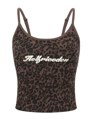 Aelfric Eden Women Halter Tank Tops Leopard Print Cami Top Crop Camisole Y2k Trendy Going Out Tops