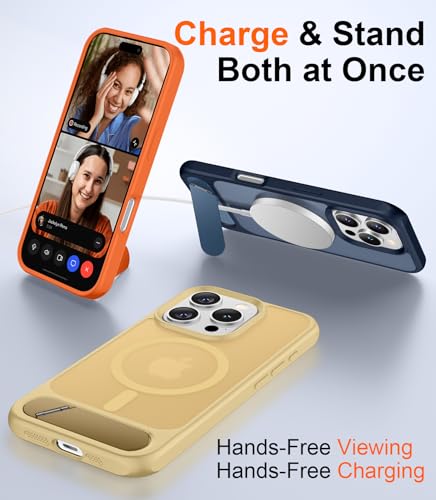 Image of Magnetic Compatible with iPhone 16 Pro Case, [Built-in Invisible Kickstand][Compatible with MagSafe] [Military Grade Shockproof] Slim Translucent Matte Phone Case for iPhone 16 Pro 6.3 inch