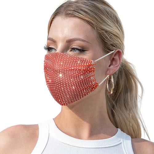 Image of Auriviz Sparkly Rhinestone Face Mask for Women Masquerade Glitter Bling Face Mask Christmas Party