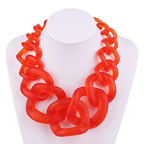 NICEWL Große Acryl Chunky Chain Choker Halskette,Vintage Resin Kunststoff Large Link Anhänger Kragen,Frauen Thick Twist Geometric Statement Schmuck,A Cover