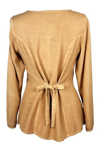 Agan Traders 2025 Spring Long Sleeve Button Down Bohemian Tops for Women - Embroidered Blouse Shirt with Adjustable Rope Ties3