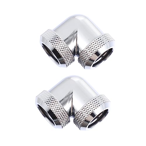 Balacoo 2 Pcs 14mm Brass Angle Connector for Water Cooler Pc 90 Degree Elbow Fitting Leakproof Gasket