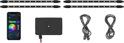LEDGlow 4pc Bluetooth Multi-Color LED Interior Footwell Underdash Neon Lighting Kit for Cars & Trucks - Smartphone App - Create Any Color - Courtesy Lights - Music Mode - Control Box - Universal