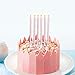 Aplusplanet 24 Count Pink Birthday Candles, Metallic Long Thin Pink Cake Candles in Holders for Cupcake Wedding Cake Birthday Cake Party Cake Decorations