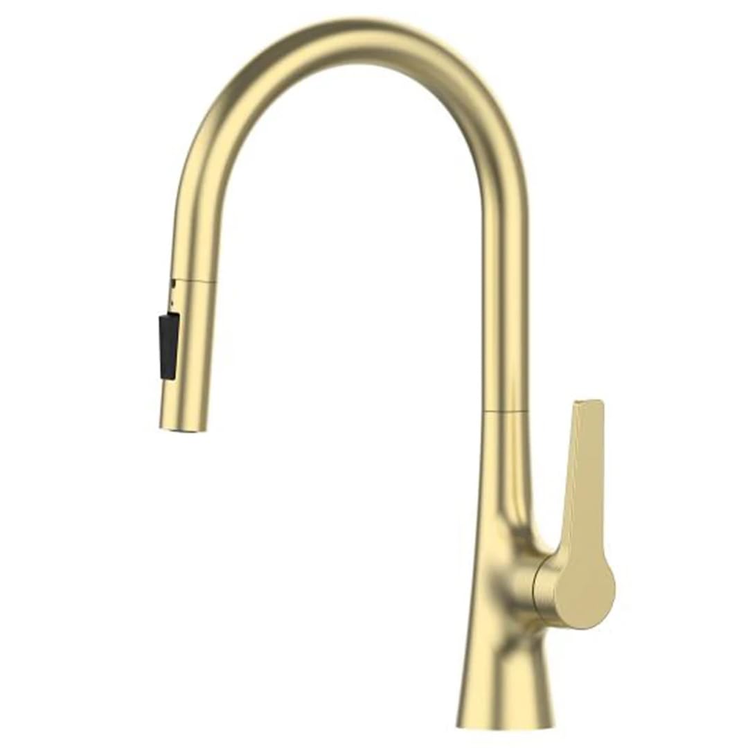 Robinet de cuisine extractible or brossé idéal pour îlot central