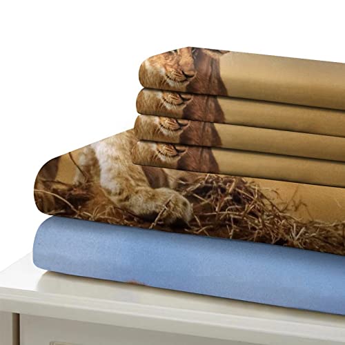 Housse de couette lion 200x200 parure de lit 3 pièces microfibre drap ado