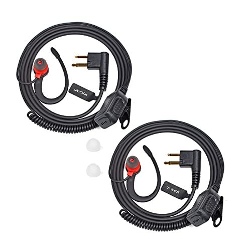UAYESOK Security Radio Earpiece 2 Pin G Shape Walkie Talkie Headset with Noise-Cancel PTT Mic and Earbuds for 2 Way Radio Motorola CP040 DP1400 GP300 CP200 XT420 XT460 Hytera PD405 PD505 TC620(2 Pcs