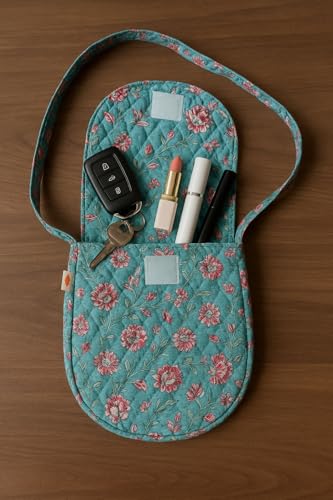 Image of Cotton Handblock Printed Sling Bag for Girls | Beach Bag | Crossbody Shoulder Bag for Womens Handbags & Bags