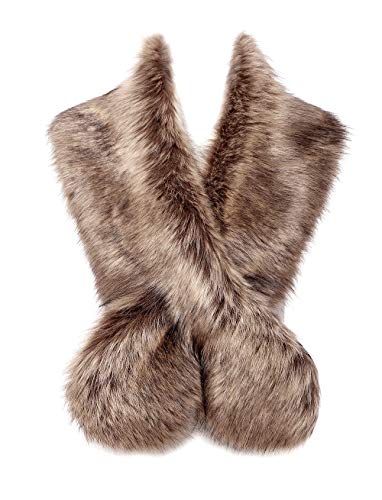 Changuan Womens Faux Fur Collar Shawl Faux Fur Scarf Wrap Evening Cape for Winter Womens Coat Raccoon 125cm