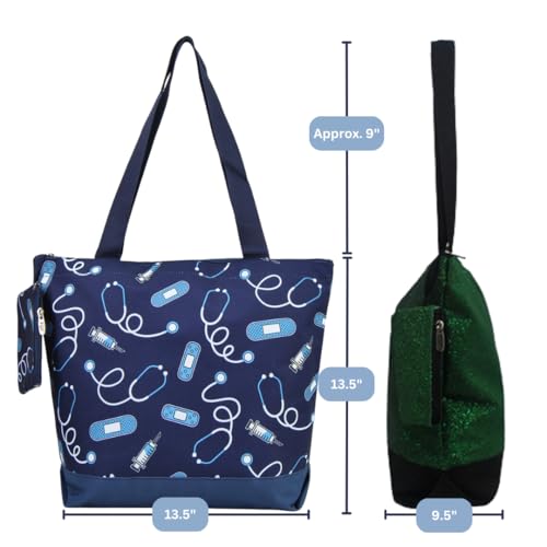 Image of NGIL Medium Top Zipper Closure Canvas Tote Bag with Attached Matching Coin Purse For Moms and Nurses