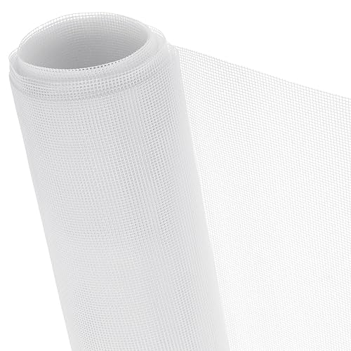 Replacement Adjustable Fiberglass Window Screen Mesh for Patio, Sliding Doors (White, 48 x 236 in)
