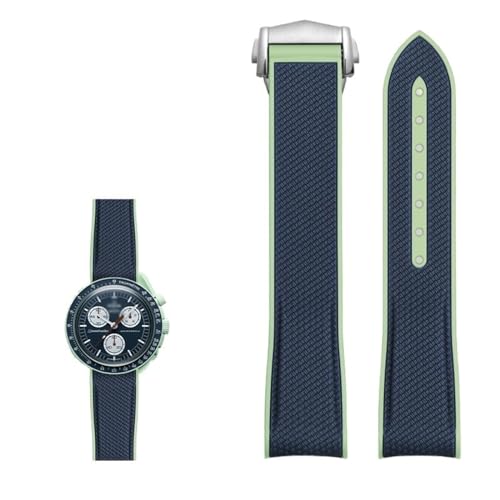Bracelet Omega X Swatch MoonSwatch 20mm en caoutchouc premium BIK vert