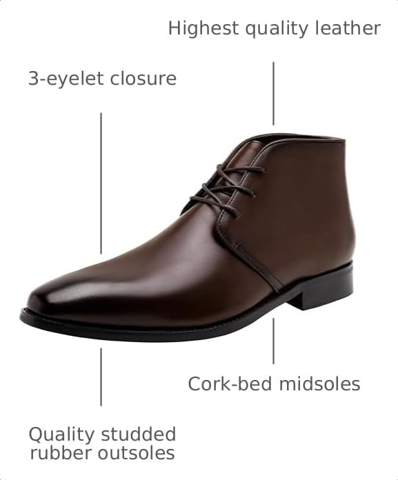 Image of Jousen Leather Boots for Men Dress Classic Mens Boots Polish Retro Ankle Chukka Boots Mens
