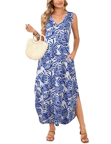 Image of JollieLovin Women Plus Size Summer Tank Maxi Dresses Sleeveless Causal V Neck Beach Long Dresses Swim Cover up (L-5X)