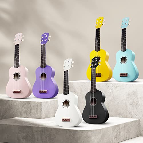 Donner Soprano Ukulele for Beginner 21 Inch Matte Ukulele Beginner Kit with Bag Strap Tuner Strings Picks Cloth, Free Online Lessons (White) - image 9