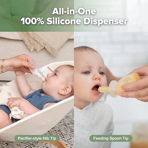 Image of haakaa Penguin Dual Feeding Syringe Set-Baby Medicine Dispenser and Food Dispensing Spoon Feeder,Medical-Grade Silicone