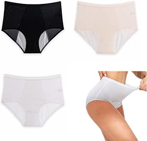 High Waist Leak Proof Ice Silk Panties - 3 Pack Plus Size Breathable Briefs