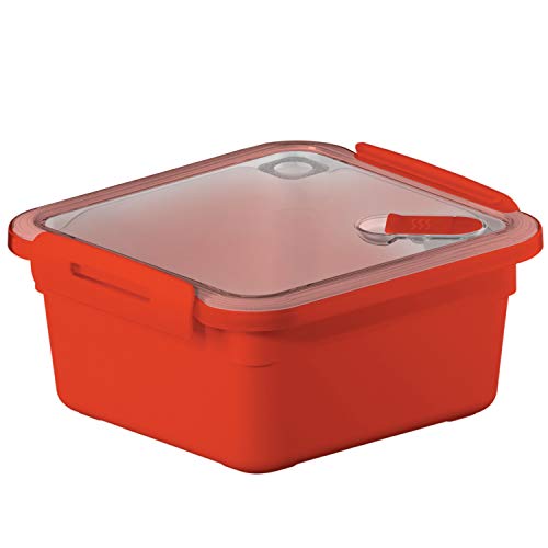 Rotho Memory Boîte de 1l pour micro-ondes avec couvercle et valve, Plastique (PP) sans BPA, rouge, 1l (16.0 x 15.0 x 7.7 cm) Cover