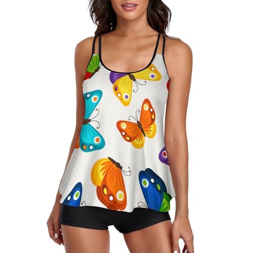 Maillot de bain tankini couvrant avec short de garçon et robe de plage anti-complexes