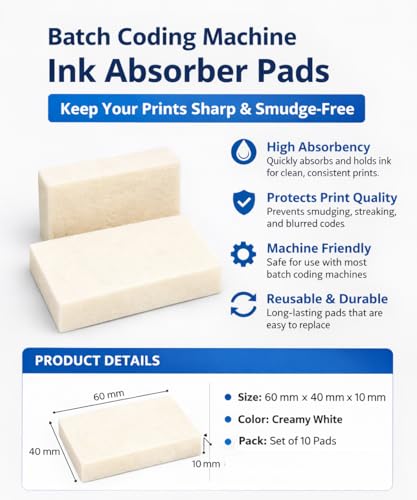 Image of DinoJames Batch Coding Ink Pads (Pack of 10) for 6mm Letter Size Machines - Model No. 6mm Compatible SG 556 or 666 All Modal 60x40mm