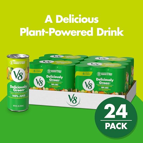 V8 Deliciously Green 100% Fruit and Vegetable Juice, 8 fl oz Can (24 Pack) - Image 3