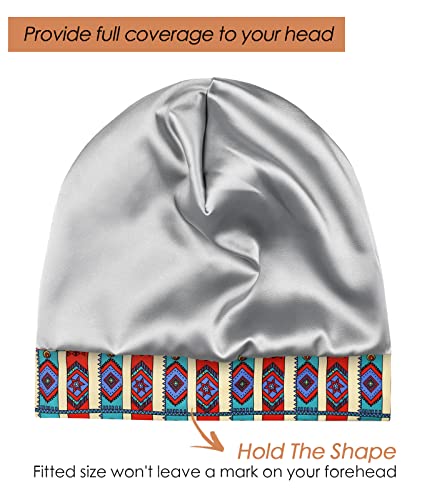 Image of Satin Lined Sleep Slouchy Cap Curly Girl Slap Headwear Gifts For Frizzy Hair Women