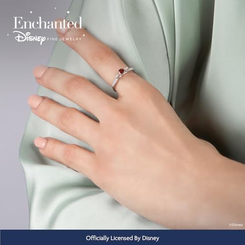 Jewelili Enchanted Disney Fine Jewelry Sterling Silver 1/10 Cttw Diamond and 4mm Round Garnet Snow White Fashion Ring2