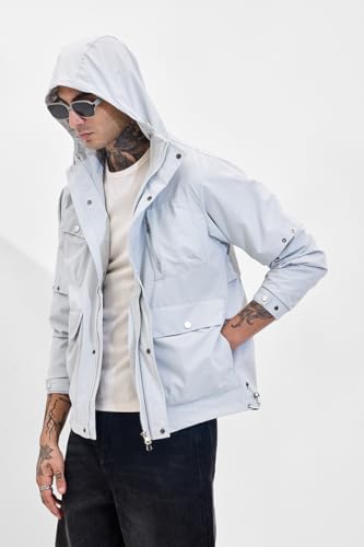 Image of SNITCH Men Casual Jacket | Relaxed Fit High Neck Full Sleeve Solid Pattern | 100% Polyester Durable & Comfortable Machine Washable Jacket