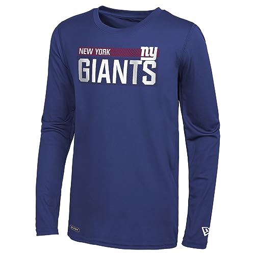 New Era NFL Football Men's Blitz Long Sleeve Performance Lightweight T-Shirt, New York Giants, Large