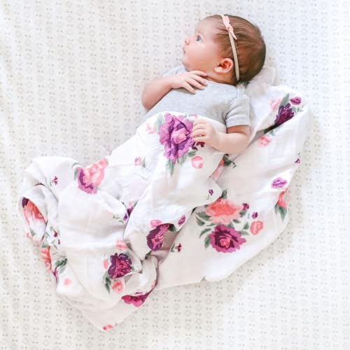 SARANONI Swaddle Blanket Luxury Decorative Baby Muslin Swaddle Blankets (Peony Paradise Floral)