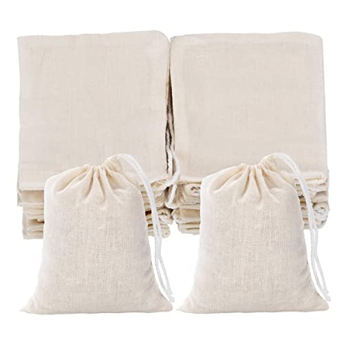 25pcs Petits Sachet Coton Sacs en Lin, 10x15cm Sacs en Tissu avec Cordon de Serrage, Sac Toile de Jute Réutilisable, Petit Sac Cadeau Avec Cordon de Serrage Pochon...
