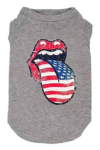 Dog Clothes American Flag Printed for Dog Shirt Popsicle 4th of July Funny Graphic T Shirts Small Large Dog Sport Vest Pet Supplies Gifts (Small, Grey01)