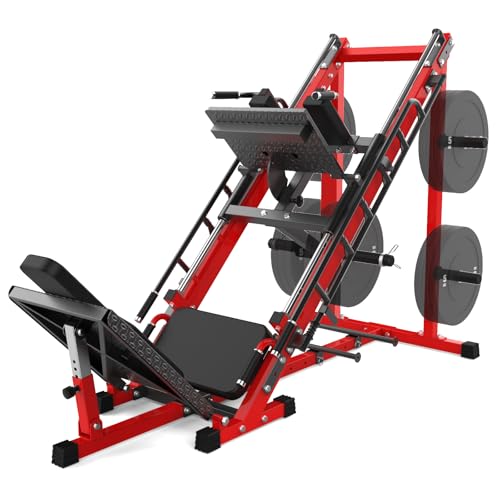 Leg Press Hack Squat Machine, Adjustable Leg Press Machine for Home Gym with Linear Bearing, Specialty Hack Squat Machine for Full Lower Body Workout with Weight Storage Posts