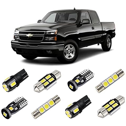 BRISHINE White Interior LED Lights Kit for Chevrolet Silverado/GMC Sierra 1999 2000 2001 2002 2003 2004 2005 2006 Super Bright 6000K Interior LED Bulbs Package + License Plate Lights and Install Tool Cover